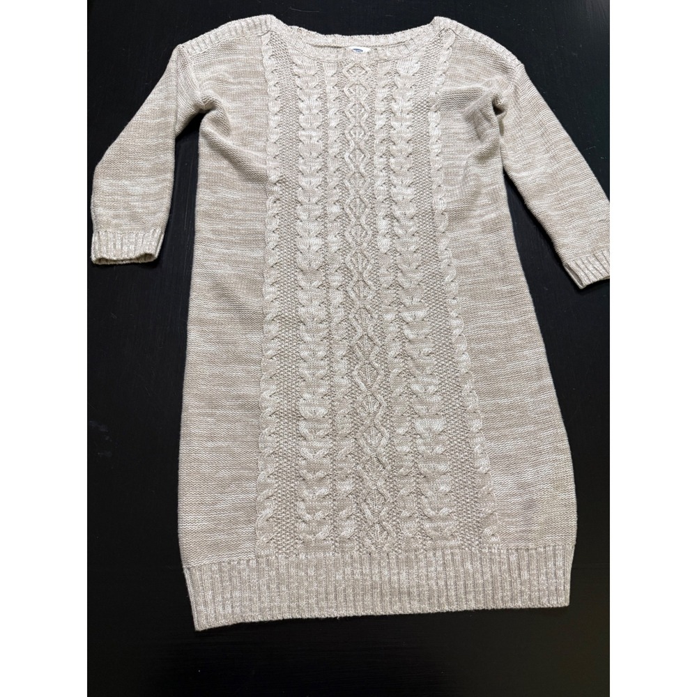 Old Navy Womens Oatmeal Beige Cable Knit Long Sleeve Sweater Dress Size S